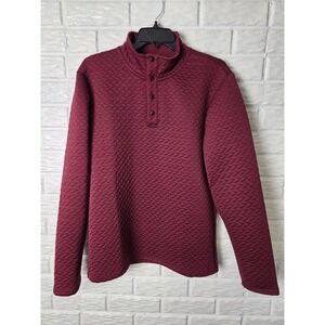 QUIETI pullover Quilted Men's size Medium Maroon color NWT 1/4 snap up Mock
